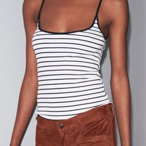 ZARA black white striped ribbed tank